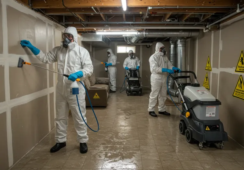 Basement Moisture Removal and Structural Drying process in Fort Salonga, NY